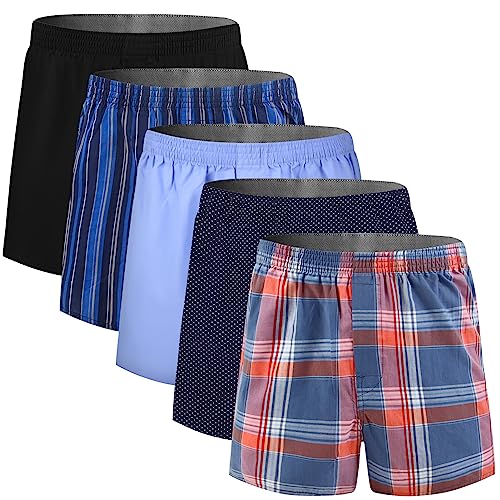 5Mayi Herren Boxershorts Baumwolle Unterhosen Männer Locker American Boxershorts Herren Weit 5er Pack L von 5Mayi