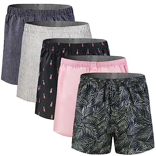 5Mayi Herren Boxershorts Baumwolle Unterhosen Männer Locker American Boxershorts Herren Weit 5er Pack L von 5Mayi