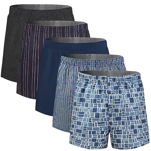 5Mayi Herren Boxershorts Baumwolle Unterhosen Männer Locker American Boxershorts Herren Weit 5er Pack L von 5Mayi