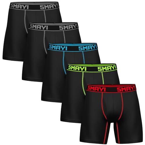 5Mayi Sport Boxershorts Herren Unterhosen Männer Polyester 5er Pack L,C: 5er Pack Schwarz von 5Mayi