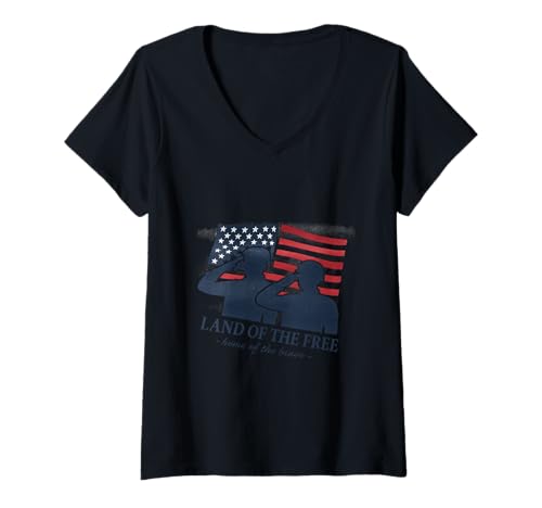 Damen Patriotische USA-Flagge T-Shirt mit V-Ausschnitt von 5avLegendsOriginals
