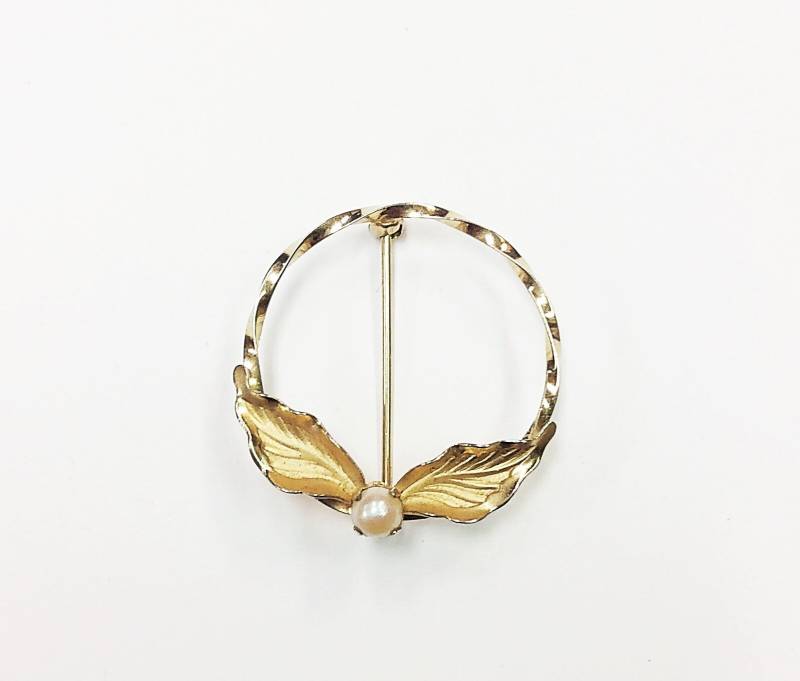 12K Gelb Gold Filled C.r. Co Anstecknadel Mit Perle Oder Brosche | #-0159 von 5goldenthings