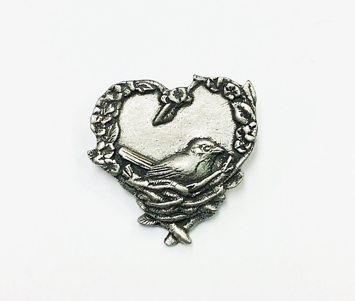 Birds & Blooms Herz Anstecknadel Vintage Vogel-Brosche von 5goldenthings