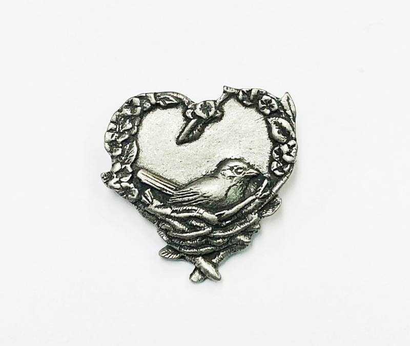 Birds & Blooms Herz Anstecknadel Vintage Vogel-Brosche von 5goldenthings