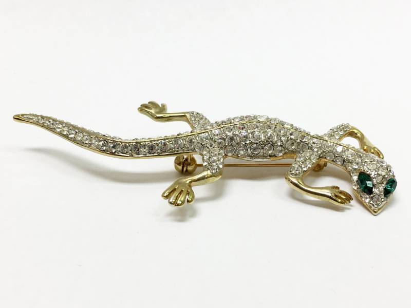 Goldfarbene Gecko-Brosche Mit Cz von 5goldenthings