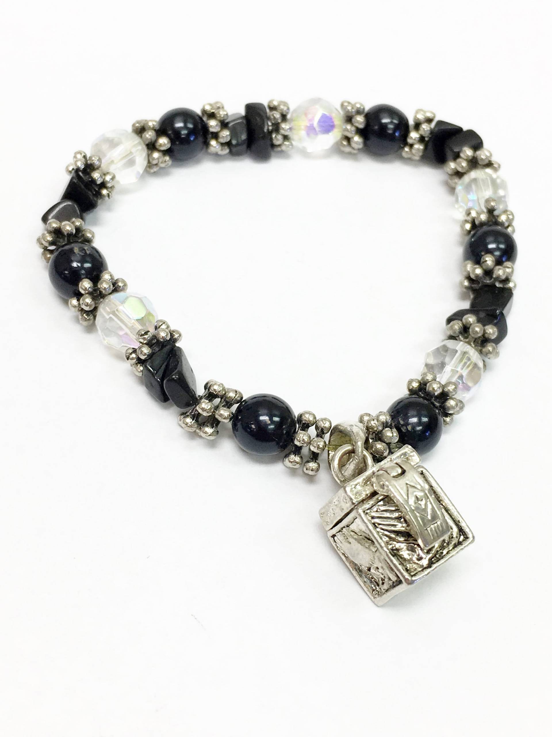 Schwarzer Onyx Armband Mit Erinnerungsanhänger von 5goldenthings