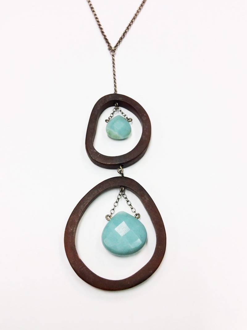 Türkis Farbene Baumeln-Anhänger-Halskette Kreis-Charm, 16-Zoll-Kette von 5goldenthings