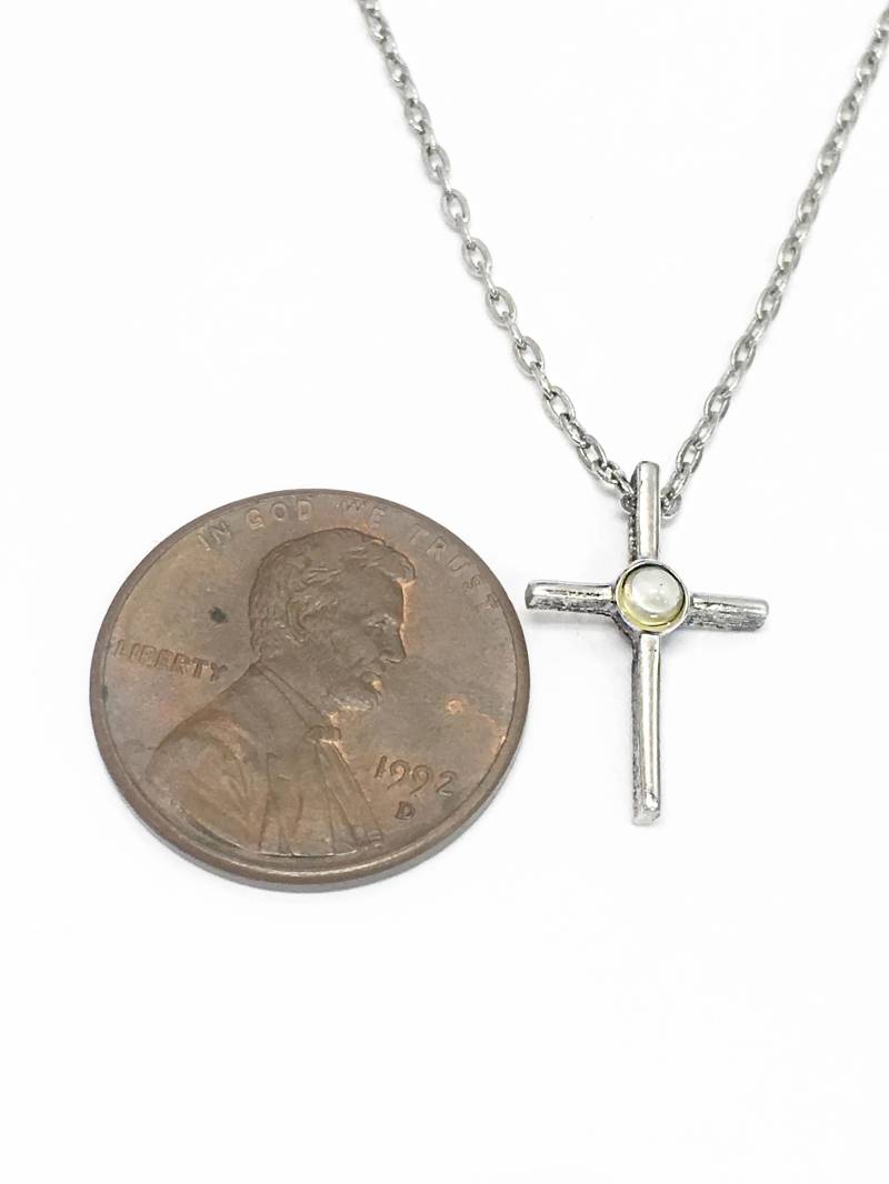 sterling Silber Kreuz Halskette - 17 "Gliederkette von 5goldenthings