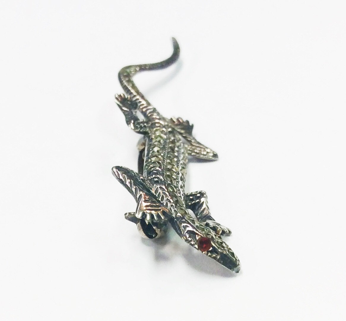 sterling Silber Lizard Pin Mit Rubin Augen von 5goldenthings