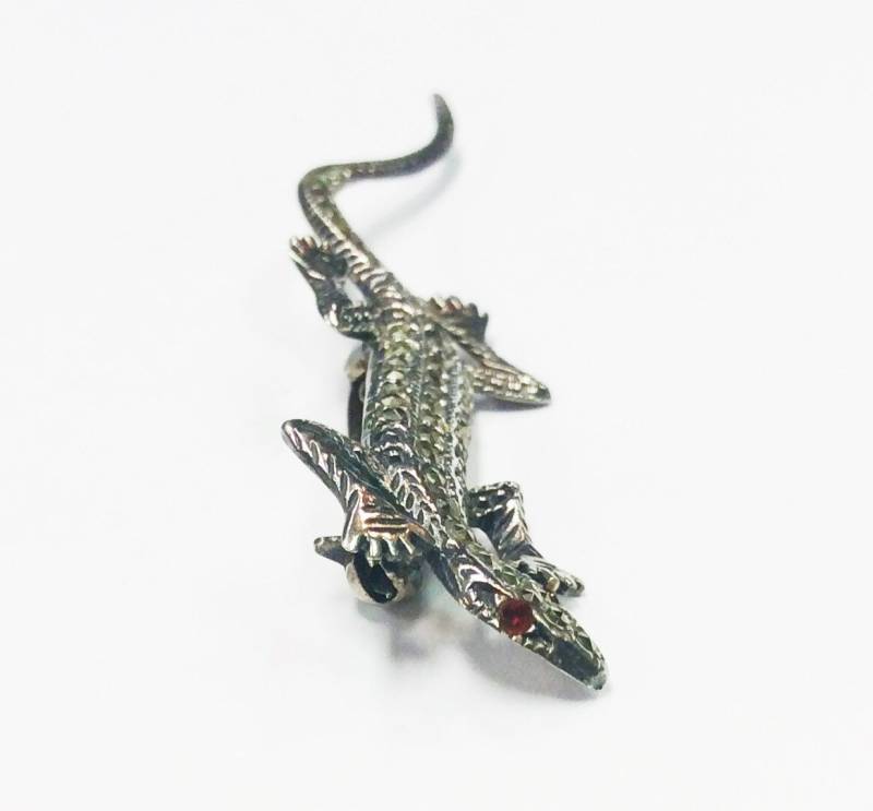 sterling Silber Lizard Pin Mit Rubin Augen von 5goldenthings