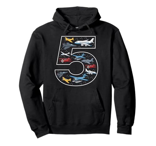 5. Geburtstag 5 Jahre alt Flugzeug Jungen Mädchen Luftfahrt Pullover Hoodie von 5th Birthday 5 Year Old Airplane Boys Girls