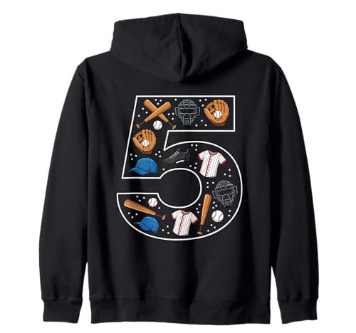5. Geburtstag 5 Jahre alt Baseball Jungen Mädchen Baseball Kapuzenjacke von 5th Birthday 5 Year Old Baseball Boys Girls