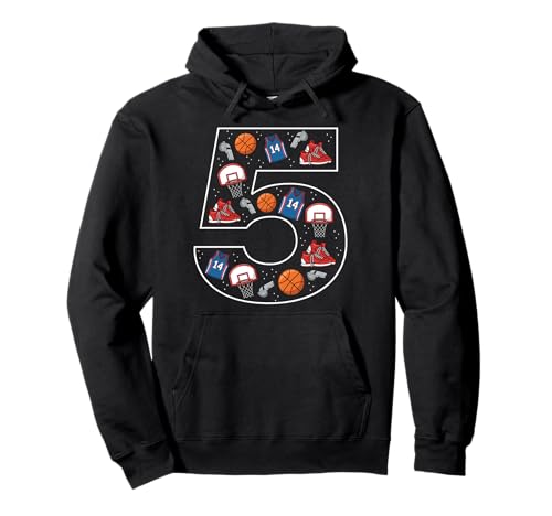 5. Geburtstag 5 Jahre alt Basketball Jungen Mädchen Basketball Pullover Hoodie von 5th Birthday 5 Year Old Basketball Boys Girls