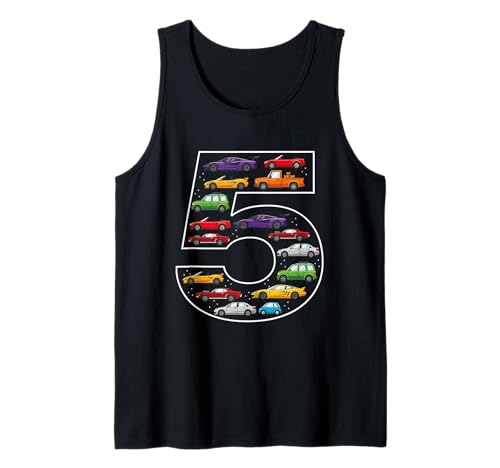 5. Geburtstag 5 Jahre alte Autos Jungen Mädchen Rennen Tank Top von 5th Birthday 5 Year Old Cars Boys Girls