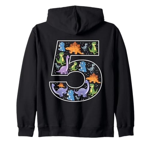 5. Geburtstag 5 Jahre alt Dinosaurier Jungen Mädchen Dino T-Rex Kapuzenjacke von 5th Birthday 5 Year Old Dinosaur Boys Girls