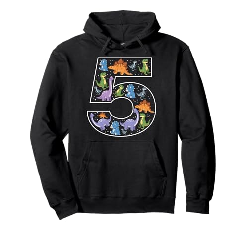 5. Geburtstag 5 Jahre alt Dinosaurier Jungen Mädchen Dino T-Rex Pullover Hoodie von 5th Birthday 5 Year Old Dinosaur Boys Girls