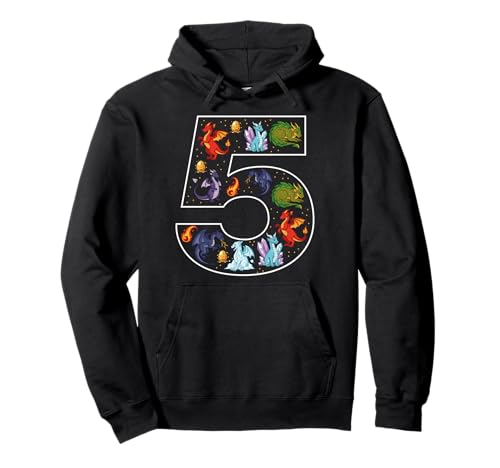 5. Geburtstag 5 Jahre alt Drache Jungen Mädchen Fantasie Pullover Hoodie von 5th Birthday 5 Year Old Dragon Boys Girls