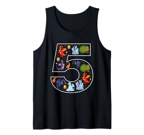 5. Geburtstag 5 Jahre alt Drache Jungen Mädchen Fantasie Tank Top von 5th Birthday 5 Year Old Dragon Boys Girls