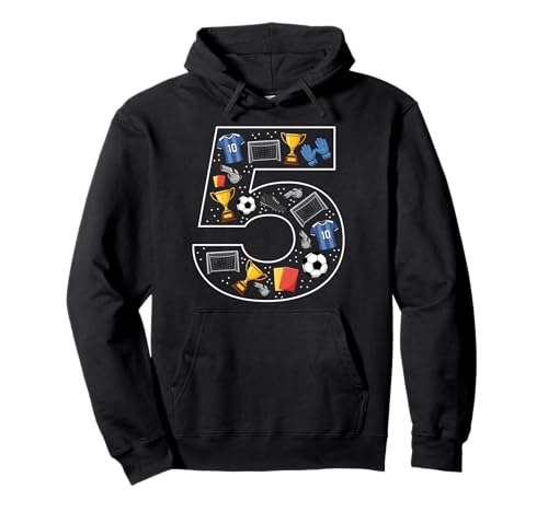5. Geburtstag 5 Jahre alt Fußball Jungen Mädchen Fußball Pullover Hoodie von 5th Birthday 5 Year Old Football Boys Girls