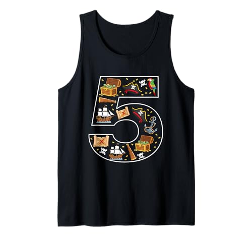 5. Geburtstag 5 Jahre alt Pirat Jungen Mädchen Schädel Tank Top von 5th Birthday 5 Year Old Pirate Boys Girls