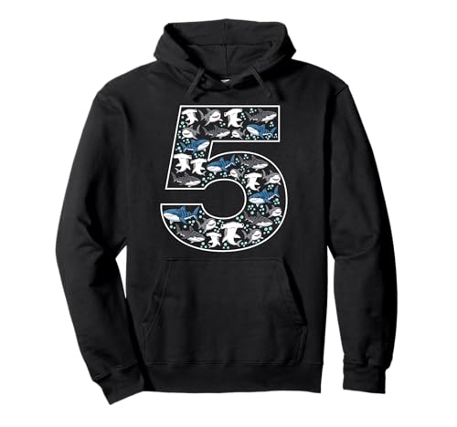 5. Geburtstag 5 Jahre alt Hai Jungen Mädchen Fisch Pullover Hoodie von 5th Birthday 5 Year Old Shark Boys Girls