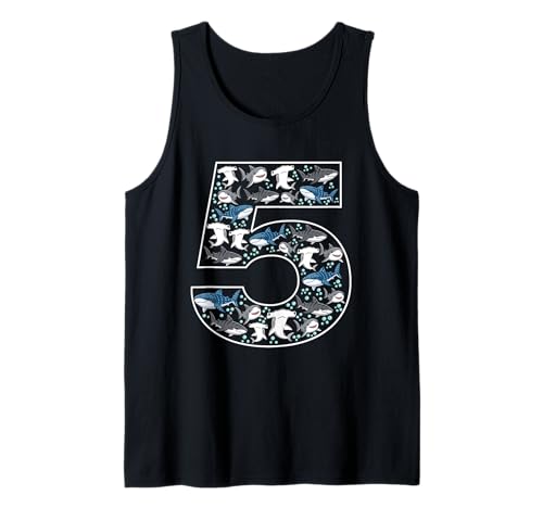 5. Geburtstag 5 Jahre alt Hai Jungen Mädchen Fisch Tank Top von 5th Birthday 5 Year Old Shark Boys Girls