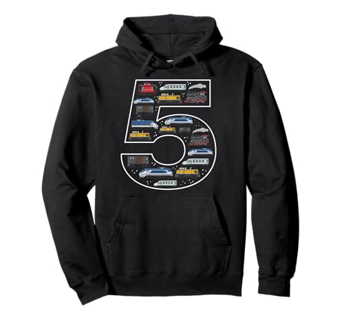 5. Geburtstag 5 Jahre alte Züge Jungen Mädchen Trainspotting Pullover Hoodie von 5th Birthday 5 Year Old Trains Boys Girls