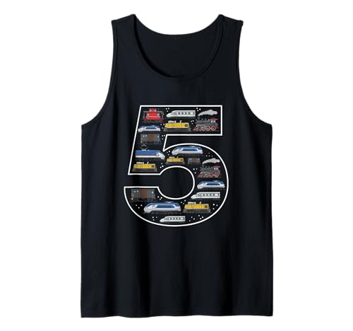 5. Geburtstag 5 Jahre alte Züge Jungen Mädchen Trainspotting Tank Top von 5th Birthday 5 Year Old Trains Boys Girls