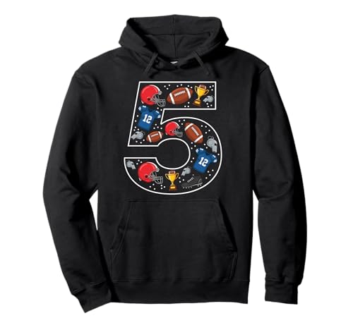 5. Geburtstag American Football 5 Jahre alt Mädchen Jungen Pullover Hoodie von 5th Birthday American Football 5 Year Old