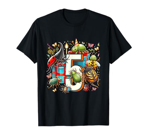 Kinder 5. Geburtstag Käfer Insekten Käfer Biologie 5 Jahre alt T-Shirt von 5th Birthday Bugs Insects Beetles 5 Year Old