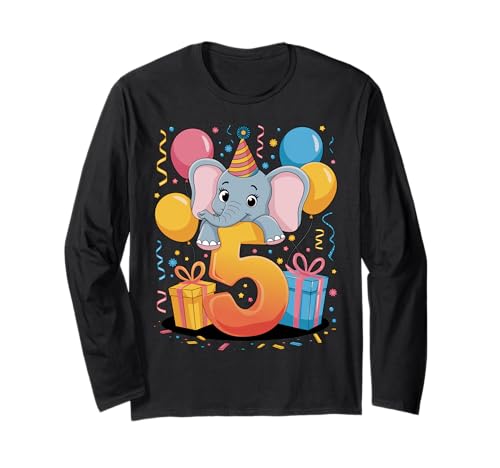 Elefant 5. Geburtstag Junge Mädchen 5 Jahre alt fünfter Elefant Langarmshirt Elefant 5. Geburtstag Junge Mädchen 5 Jahre alt fünfter Elefant Langarmshirt von 5th Girls, Boys Elephant 5 Birthday