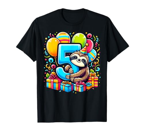 Faultier 5. Geburtstag für Junge Mädchen 5 Jahre alt fünfte Faultier T-Shirt von 5th Girls, Boys Sloth 5 Birthday