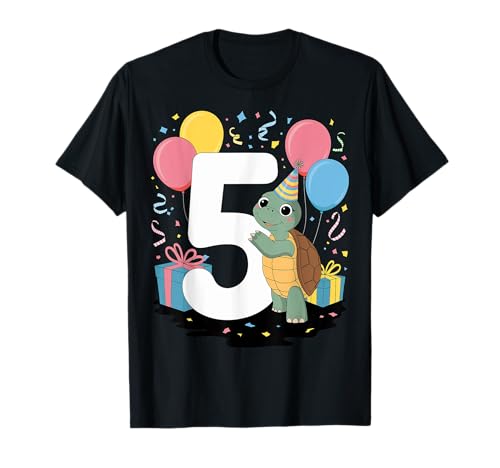 Schildkröte 5. Geburtstag Junge Mädchen 5 Jahre alt fünfte fünf Schildkröte T-Shirt von 5th Girls, Boys Turtle 5 Birthday