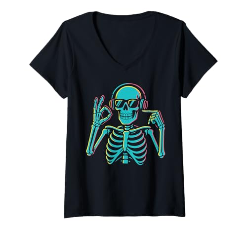 Damen 67 Emote Skeleton Six Seven 7endy 6 7endy 67 Meme Funny 6 7 T-Shirt mit V-Ausschnitt Damen 67 Emote Skeleton Six Seven 7endy 6 7endy 67 Meme Funny 6 7 T-Shirt mit V-Ausschnitt von 6 7 Let's Get Sendy Skeleton Meme Men Women Kids
