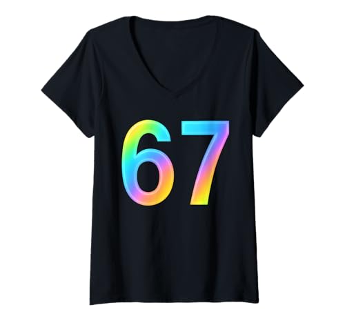 Damen 67 Six Seven 6 7 Meme Design Funny 6 7 T-Shirt mit V-Ausschnitt Damen 67 Six Seven 6 7 Meme Design Funny 6 7 T-Shirt mit V-Ausschnitt von 6 7 Trending Meme Co