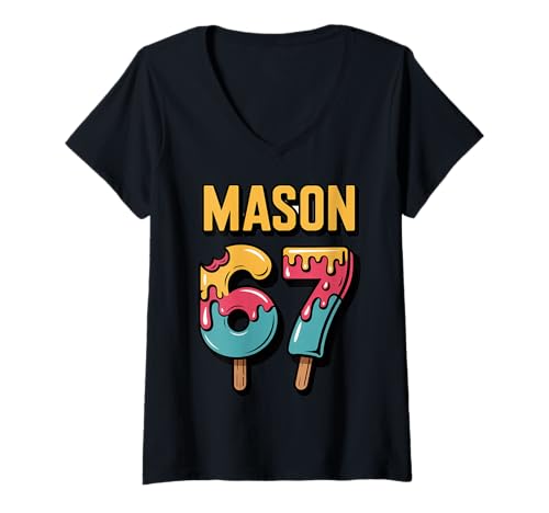 Damen Let's get Sendy 67 Six Seven 7endy 6 7endy 67 Meme Funny 6 7 T-Shirt mit V-Ausschnitt Damen Let's get Sendy 67 Six Seven 7endy 6 7endy 67 Meme Funny 6 7 T-Shirt mit V-Ausschnitt von 6 7 let's Get Sendy Trending Meme Men Women Kids