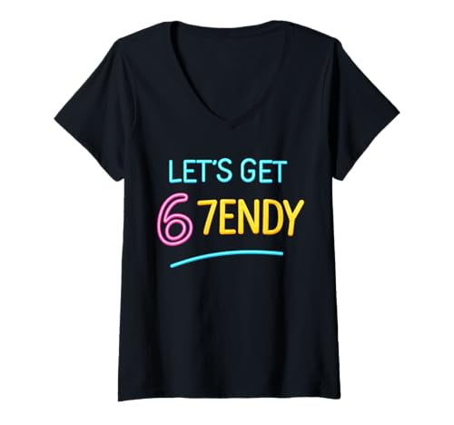 Damen Let's get Sendy 67 Six Seven 7endy 6 7endy 67 Meme Funny 6 7 T-Shirt mit V-Ausschnitt Damen Let's get Sendy 67 Six Seven 7endy 6 7endy 67 Meme Funny 6 7 T-Shirt mit V-Ausschnitt von 6 7 let's Get Sendy Trending Meme Men Women Kids