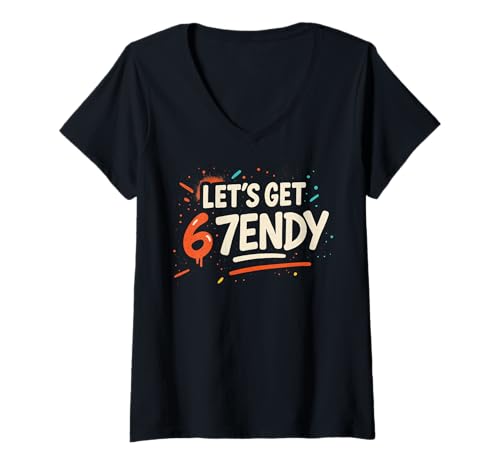 Damen Let's get Sendy 67 Six Seven 7endy 6 7endy 67 Meme Funny 6 7 T-Shirt mit V-Ausschnitt Damen Let's get Sendy 67 Six Seven 7endy 6 7endy 67 Meme Funny 6 7 T-Shirt mit V-Ausschnitt von 6 7 let's Get Sendy Trending Meme Men Women Kids