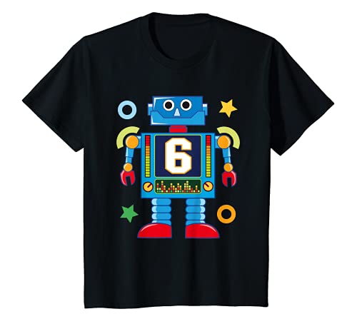 Kinder 6 Jahre 6. Geburtstag kleiner Roboter Geburtstag Robotparty T-Shirt von 6 Jahre 6. Geburtstag Roboter Kindergeburtstag