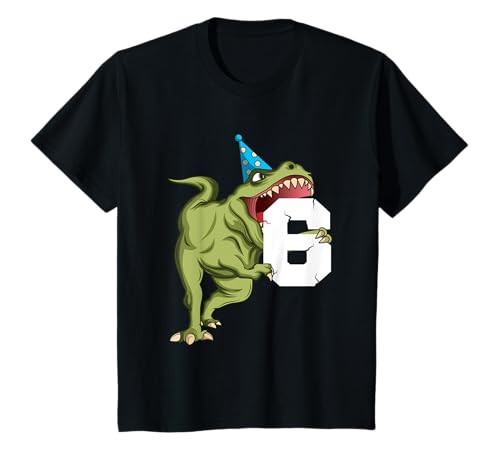 6 Jahre Geburtstag Dinosaurier T-Rex Jungen Mädchen Dino T-Shirt von 6 Jahre Dino Geburtstag Junge Mädchen Geschenkidee