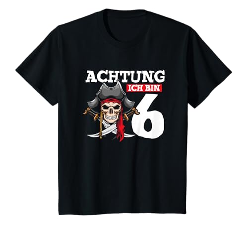 Kinder 6 Jahre alt Geburtstag Junge Totenkopf Pirat Kostüm Geschenk T-Shirt von 6 Jahre Geburtstag Dekoration Junge Geschenkidee