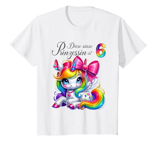 Kinder Einhorn Geburtstags Party für Mädchen Girls zum 6 Geburtstag T-Shirt von 6 Jahre Mädchen Einhorn Geburtstagsgeschenk Girl