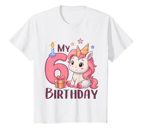 Kinder Ich bin 6 Jahre Mädchen Mein 6. Geburtstag Einhorn T-Shirt von 6 Jahre Mädchen Einhorn Geburtstagsgeschenk Girl