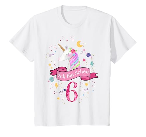 Kinder Geburtstagsshirt 6 Jahre Mädchen Einhorn Geburtstag T-Shirt von 6 Jahre Mädchen Geburtstag Geschenk Einhorn