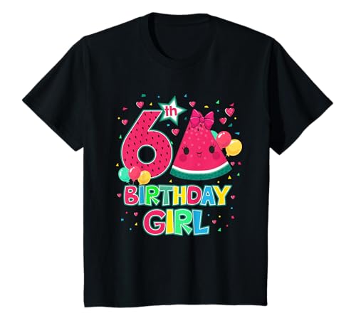 Wassermelonen-Geburtstagsdekoration für Mädchen, 6 Jahre, 6. Geburtstag T-Shirt Wassermelonen-Geburtstagsdekoration für Mädchen, 6 Jahre, 6. Geburtstag T-Shirt von 6 Year Old Girl Birthday Gifts Watermelon Party