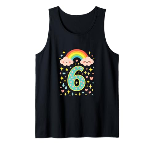 Regenbogen bunt Geburtstag Tochter Mädchen Tank Top Regenbogen bunt Geburtstag Tochter Mädchen Tank Top von 6 Years Old Six 6th Birthday