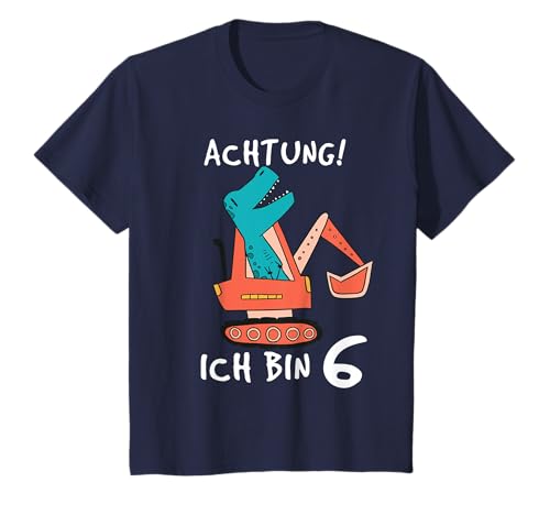 Dino Bagger Geburtstagsshirt 6 Jahre Jungs 6. Geburtstag T-Shirt von 6. Geburtstag Dino Bagger Jungs Geschenk-Ideen