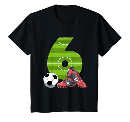 Sechster Geburtstag Fußball 6 Jahre alt Junge Mädchen T-Shirt von 6. Geburtstag Fußball - 6 Jahre alt Geschenk