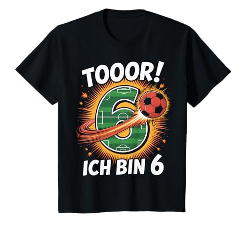 Kinder Toor Ich Bin 6 6.Geburtstag Fußball Junge 6 Jahre Cooles T-Shirt von 6. Geburtstag Junge Fußball Geschenkidee Tshirts