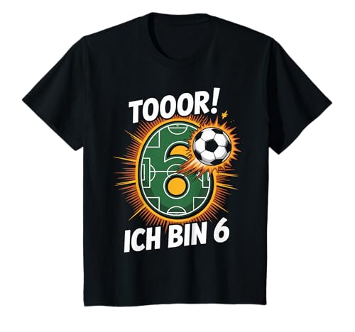 Kinder Toor Ich Bin 6 6.Geburtstag Fußball Junge 6 Jahre Cooles T-Shirt von 6. Geburtstag Junge Fußball Geschenkidee Tshirts